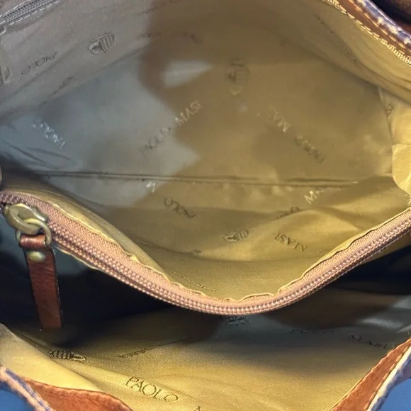 Vintage Paolo Masi  Leather  Large Brown Made In  Italy Purse Bag  Satchel - Picture 9 of 16